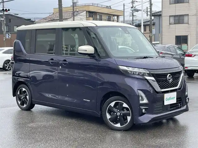 日産 ルークス ハイウェイスター X 石川県 2021(令3)年 4万km アメジストパープル 純正9型ナビ/フルセグTV/アラウンドビューモニター/LEDヘッドライト/ドライブレコーダー/インテリキー/プッシュスタート/電動ミラー/SOSコール/エマージェンシーブレーキ/インテリキー/プッシュスタート/電動ミラー/保証書